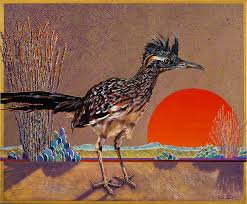Birds Of The Southwestern Desert Road Runner At Sundown By Bob Coonts Roadrunner Art Southwest Art Birds Painting
