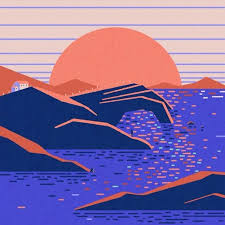 Sea Illustration Animation Motion Art Weekend Friday Sun Sea Seaside Sunset Landscape Holiday Motion Design Animation Illustration Giclee Art Print