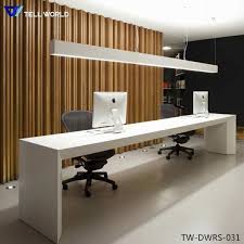 Desk with shelves high gloss white 110x45x157 cm chipboard. Artificial Stone White High Gloss Modern Reception Desk Office Furniture From China Stonecontact Com