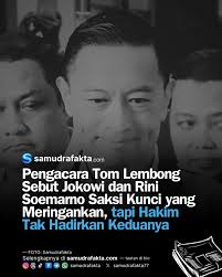 Sidang korupsi impor gula eks Mendag Tom Lembong menyisakan tanda tanya  besar. Dua tokoh penting—Presiden ke-7 RI Joko Widodo dan eks Menteri BUMN  Rini Soemarno—yang disebut sebagai saksi kunci, tak pernah hadir