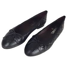 Chanel Ballerines Ballerine Ballet Flats Quilted With Box Black Leather Ref 223446 Joli Closet