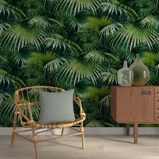 Papier Peint Intisse Tropical Forest Coloris Vert Bambou Papier Peint Pour Salle A Manger Papier Peint Et Deco Annee 60