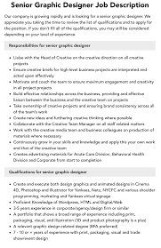 Senior Graphic Designer Job Description | Velvet Jobs