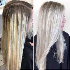 Before After Formula Full Head Highlight Silk Lift 20vl Olaplex No 1 Used 15vl Olaplex Aroun Bleach Blonde Hair Low Lights Hair Blonde Hair Color