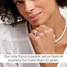 The Pearl Source Anillo Ashley de perlas cultivadas de agua salada Akoya  blanca genuina de 0.315-0.335 in para mujer