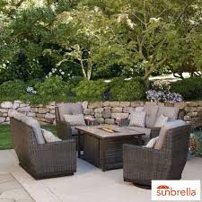 Large choice of solid and exotic wood furniture for a natural decoration Agio St Louis 5 Piece Woven Fire Chat Set Cover Costco Uk