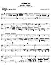 Warriors is a song recorded by american alternative rock band imagine dragons for the music video league of legends 2014 world championship and was the official theme song fo… read more. Warriors Imagine Dragons Sheet Music For Piano Solo Musescore Com
