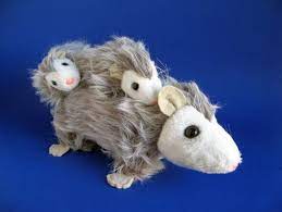 Vintage Opossum Mama And Babies Dakin Nature Babies Stuffed Animal Toy Forest Animal Velcro Attached Babies Pink Nose Black Eyes Whiskers Baby Stuffed Animals Pet Toys Natural Baby