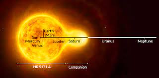Vy canis majoris ist hier noch größer als vv cephei. Der Gelbe Hyperriese Hr 5171 A