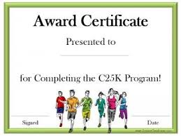 Certificate For Completing The C25k Program Running Award Awards Certificates Free C25k