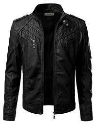 Nice Idarbi Mens Premium Pu Leather Motorcycle Rider Jacket Leather Jacket Men Lambskin Leather Jacket Black Faux Leather Jacket