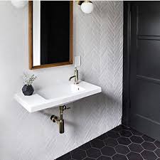 Black And White Tile Powder Room Darren And Deanne On Instagram These Herringbone Tiles Are Perinitiles Tilelove Bathroom Simpl Bathroom Inspiration Beautiful Bathrooms Bathroom Interior