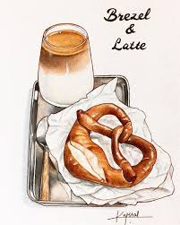 1 487 個讚 9 則留言 instagram 上的 krystal krystal jin 626 brezel latte 碱水包 拿铁 最近一直在赶作业 好久没画照片了 后面会多画一些凑够9 张哒 food illustrations food drawing krystal