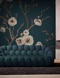 Find & download free graphic resources for wall murals. Blue Japanese Floral Wall Mural Feathr Wallpapers