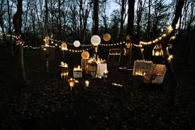 Forest Cocktail Party Lights Twinkle Lights Woods Wedding Inspiration