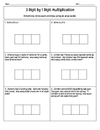 We will cover regrouping, remainders, and word problems. 3 Digit By 1 Digit Area Model Word Problems By Katherine Dellinger