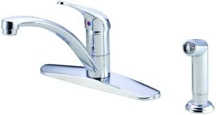 Position the kitchen faucet in order on the counter top as shown. Danze D407712 Single Handle Kitchen Faucet With 9 Inch Reach Swiveling Spout Side Spray Ceramic Disc Valve And Ada Compliant Chrome