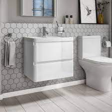 This style of basin unit is positioned and installed at your desired height and creates a stunning floating effect. Modern Wall Hung Curved Vanity Storage Unit With Basin 700mm Gloss White Bathroom Diy Tools Kitchen Bath Fixtures