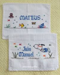 Toalhas, panos de boca, toalhinhas de lancheira, panos de copa. Ponto Cruz Fundo Do Mar Bordado Ponto Cruz Bordado Ponto Cruz Infantil Toalha De Boca Bordada