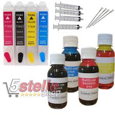Epson è la prima azienda ad aver presentato una propria tecnologia per ricaricare i serbatoi delle cartucce sulle stampanti a getto d'inchiostro. 5 Stelle Shop Kit 4 Cartucce Autoresettanti Ricaricabili Epson T1631 T1632 T1633 T1634 T1636 Flaconi Inchiostro Da 100ml 4 Siringhe