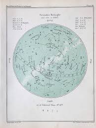 Antique Astronomy Print Celestial Star Chart For November