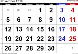 2018 bukan tahun kabisat, itu memiliki 365 hari. Kalender November 2018 Als Pdf Vorlagen
