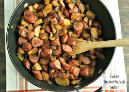It can be made as a breakfast for dinner with eggs or served with cottage cheese and fruit. Easy Dinner Turkey Smoked Sausage Skillet Dash Of Evans
