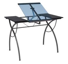 Amazon Com Studio Designs Catalina Craft Table In Pewter With Blue Glass 10081 Arts Crafts Sewing Craft Table Table Office Table Desk