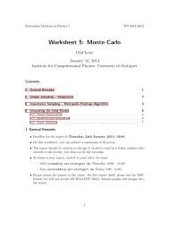 What time is he going to bed now? Worksheet 5 Monte Carlo Institute For Computational Physics