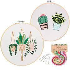 This is pdf pattern cute cactus cross stitch pattern pdf modern cross stitch plants floral cross stitch chart succulent hoop art mini botany easy cross stitch. 2 Pack Embroidery Starter Kit With Pattern Kissbuty Full Range Of Stamped Embroidery Kit Including Embroidery Cloth With Pattern Bamboo Embroidery Hoop Color Threads And Tools Kit Cactus Plants Amazon Ae