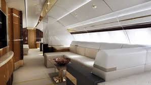 Have A Look Inside The World S First Private Boeing 747 8 With Interiors Matching That Of A Mega Yacht Aircraft Interiors Private Jet Interior Private Aircraft