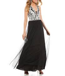 Blondie Nites Embroidered Bodice Long Dress