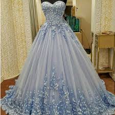 Lovely Lace Appliques Sweetheart Light Blue Ball Gowns Wedding Dresses Lovely Wedding Dress Ball Gowns Wedding Gowns