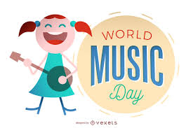 Lose yourself in the sound of music. World Music Day With Girl Playing Guitar Vector Download
