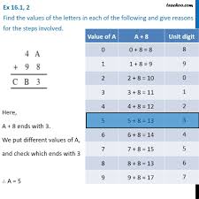 Of the letters in the english alphabet is assigned odd numerical value beginning. Ex 16 1 2 Find The Values Of Letters 4 A 9 8 Cb3