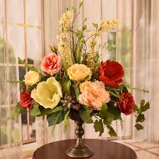 We focus on selecting the highest quality of artificial flowers, ensuring that they look as realistic as possible. Floral Home Decor Garden Rose Peony And Magnolia Grande Silk Flower Arrangement In Bronze Pedestal Stand Reviews Wayfair
