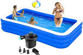 Start by positioning the pool on flat, even ground to minimize risk of slipping. Inflatable Swimming Pools For Kids And Adults 10 Ft 120x72x22in Piscinas Para Adultos Kid Pool Inflatable Pool For Toddlers Family Outdoor Backyard Garden Summer Water Party Deep Blue Walmart Com Walmart Com