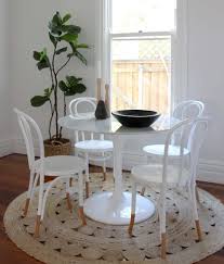Small Round Marble Dining Table And White Bentwood Dining Chairs Are The Perfect Addition For This Cottage Round Marble Dining Table Home Decor Decor