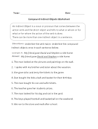 Compound Indirect Objects Worksheet Worksheets Directions Grammar Worksheets