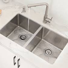 These double bowl double drain sinks have a beautiful brushed satin finish and sound deadening insulation. Pin On Kitchen Sink Design