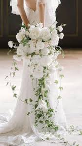 White Cascade Bouquet Cascading Wedding Bouquets White Wedding Bouquets Spring Wedding Flowers