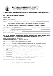 Louisville revenue commission 617 w jefferson st louisville ky 40202. Fillable Application For Employee Refund Of Occupational Taxes Withheld Louisville Jefferson County Metro Revenue Commission Printable Pdf Download