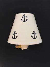 Navy Anchor Night Light Shade Baby Boy White Navy Nautical Night Light Nautical Nursery Boy Night Light B Boys Night Light Nautical Nursery Boy Night Light