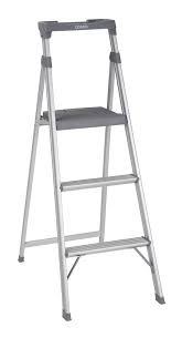 This three step contemporary step stool features a revolutionary lightweight aluminum frame with a featherweight design! Cosco Lite Solutions 3 Step Step Stool 9ft 3in Max Reach Aluminum And Gray 1 Pack Walmart Com Walmart Com