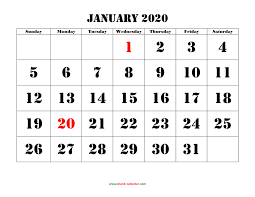 Thanks to the large text size, any of the following templates can be used as a wall calendar for 2021. Free Download Printable Calendar 2020 Large Font Design Holidays On Red
