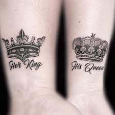 His Queen And Her King Couple Tattoo Ideas Matching Couple Tattoos Couples Tattoo Designs Couple Tattoos