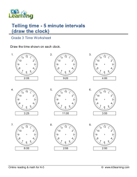 worksheet of telling time from clock