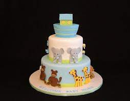 Noah S Ark Cake Noahs Ark Cake Christening Cake Boy Baby Shower Cakes
