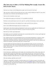 The game of this tip won't only make her laugh, but it'll also build a strong connection. The Best Way To Date A Girl By Making Her Laugh Learn The Trick To H