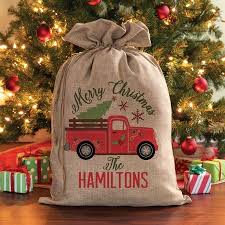 Chrstmas Truck Personalized Burlap Santa Sack Walmart Com In 2020 Personalized Burlap Burlap Christmas Bag Burlap